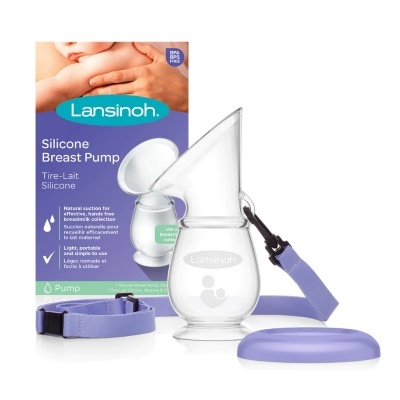 Bomba de extração de silicone para mama Lansinoh com acessórios lilás