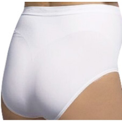 Cuecas altas femininas brancas de tecido liso vistas de costas