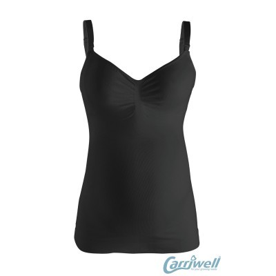 Top preto feminino com alças ajustáveis e detalhe franzido no centro