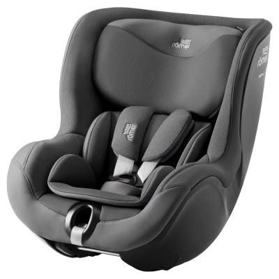 Cadeira auto para criança cinzenta escura com cinto de segurança e acolchoamento