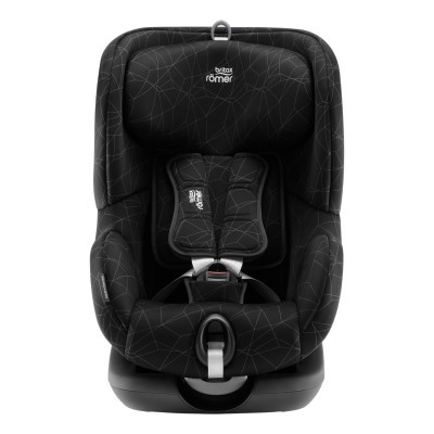 Cadeira auto preta Britax Römer para bebés e crianças com padrão em linhas brancas