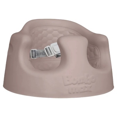 Cadeira para bebé bege com cinta de segurança cinzenta e relevo Bumbo MAX