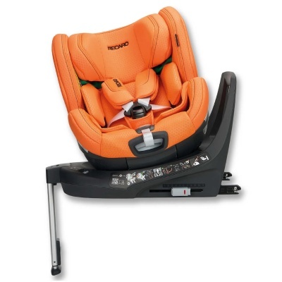 Cadeira auto para bebé laranja RECARO com base preta e suporte metálico