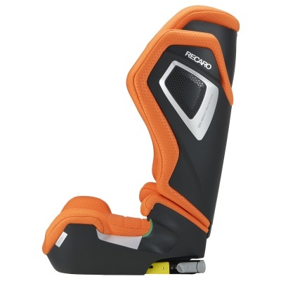 Cadeira de automóvel infantil RECARO laranja e preta com sistema Isofix