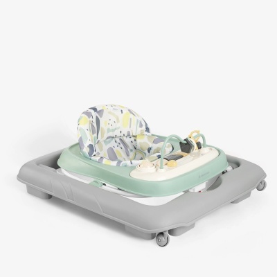 Andador de bebé verde menta com assento almofadado e brinquedos interativos