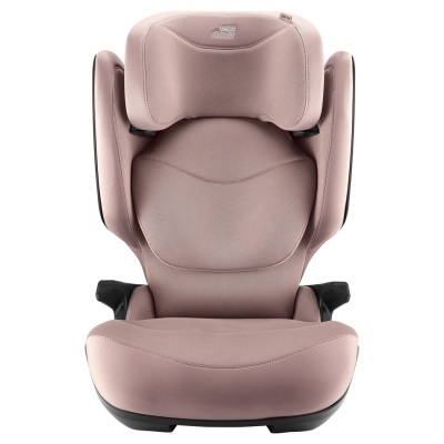 Cadeira auto rosa claro com apoio de cabeça e estrutura preta