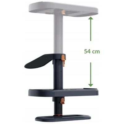 Suporte ajustável cinza e preto para pés com altura de 54 cm