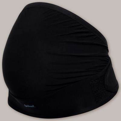 Cinta de suporte abdominal preta com faixa de velcro e logo Bambini