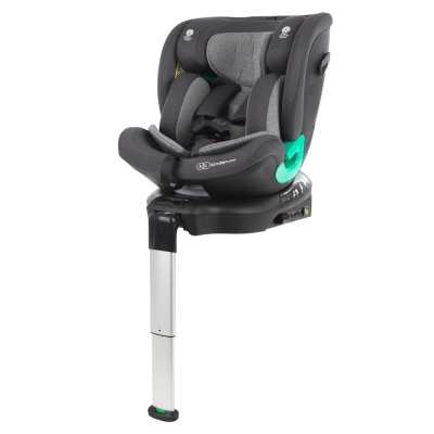 Cadeira auto infantil cinzenta com base preta e suporte metálico