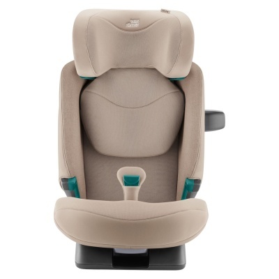 cadeira auto para criança bege com detalhes verdes