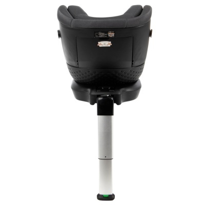 Cadeira auto infantil cinza escuro e preto de costas com suporte ajustável.