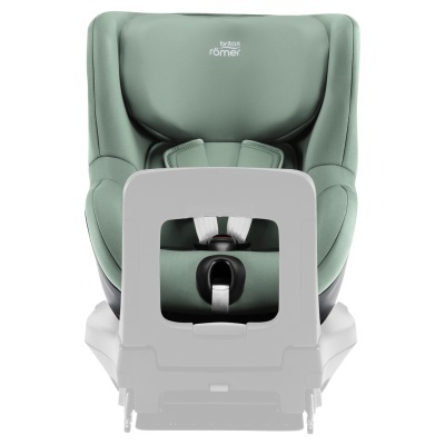 Cadeira auto Britax Römer verde com arnês e proteção frontal cinzenta
