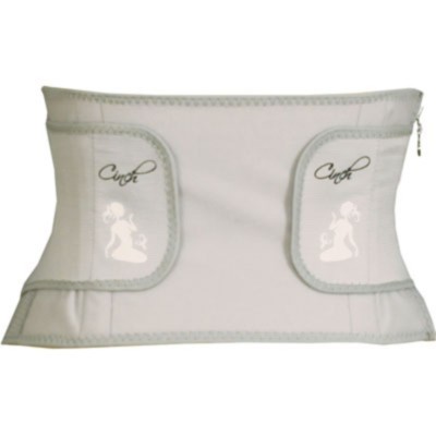 Cinta modeladora branca com fecho lateral e estampas femininas cinza