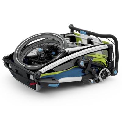 Carrinho dobrável para transporte de bicicleta com estrutura metálica e tecido colorido