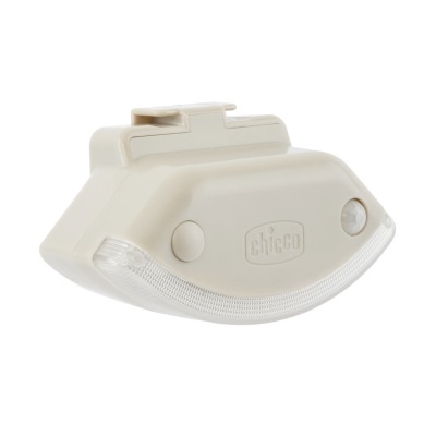 Dispositivo plástico branco com sensor e nome chicco em relevo