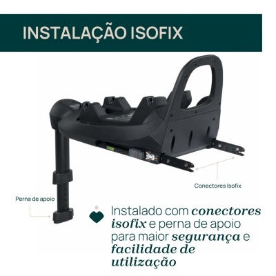 Base para cadeira de criança para carro com conectores Isofix e perna de apoio ajustável
