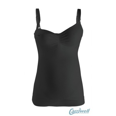 Camisola preta de alças ajustáveis com logo Carriwell