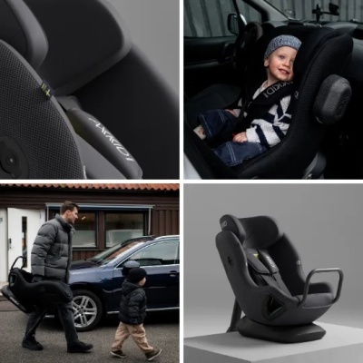 Cadeira auto infantil preta com cinto e estrutura robusta