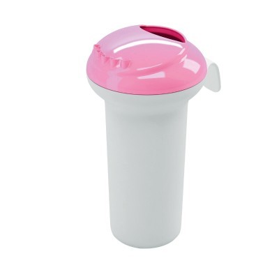 Garrafão de plástico branco com tampa rosada