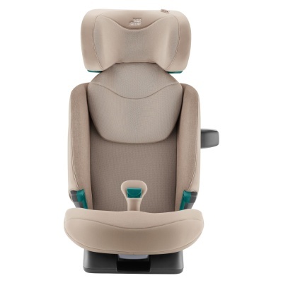 Cadeira auto criança tecido bege com detalhes verde e base preta