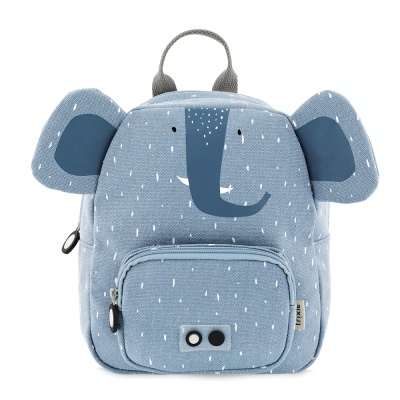 mochila infantil azul claro com estampa de elefante e orelhas tridimensionais