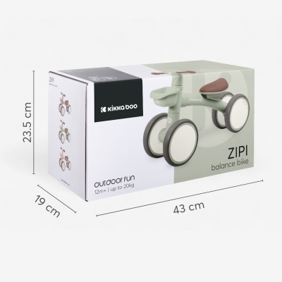 Caixa de bicicleta de equilíbrio infantil Kikka Boo ZIPI em tons verde e castanho