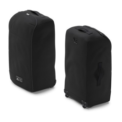 Duas malas de viagem pretas com rodas e alças