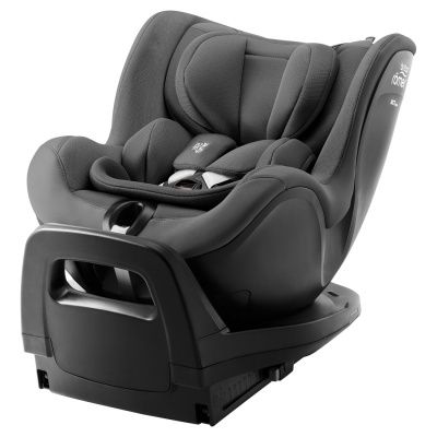 cadeira auto bebé cinzento escuro com arnês e base preta