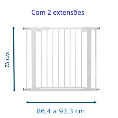 Grade de segurança branca com dimensões em azul