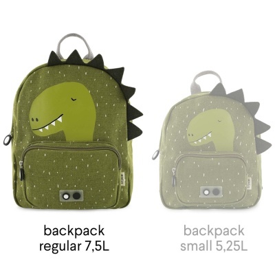 Mochila verde com dinossauro para crianças, capacidade 7,5L