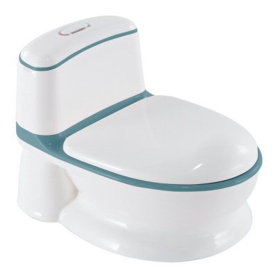 Sanita infantil branca com detalhes verdes e botão retangular