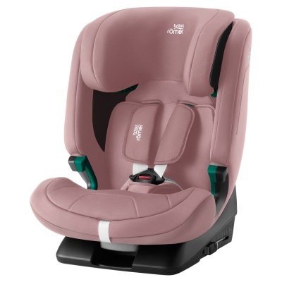 cadeira auto infantil rosa Britax Römer com cinto de segurança e base preta