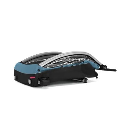 Carrinho de passeio dobrável azul e preto para bebé com rodas pequenas