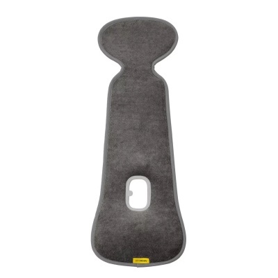 Almofada cinzenta para assento de carrinho de bebé com abertura central para cinto