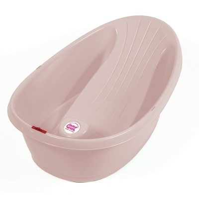 Banheira rosa de plástico para bebé com autocolante no interior