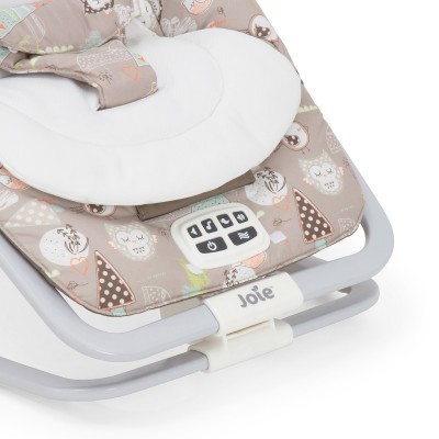 cadeira de descanso para bebé Joie com assento estampado e painel de controlo