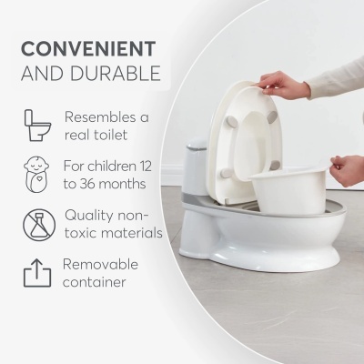 Assento de sanita infantil branco com recipiente removível e assento ajustável