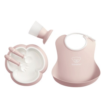 Conjunto de alimentação bebé cor-de-rosa com prato, talheres, copo e babete BABYBORN