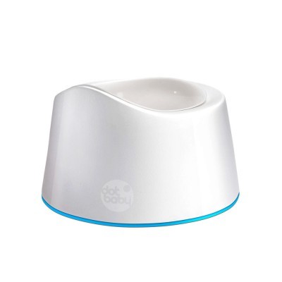 Pote ou assento infantil branco com base azul claro e logo dot baby