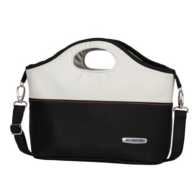 Bolsa preta e branca com alças e logótipo AMG