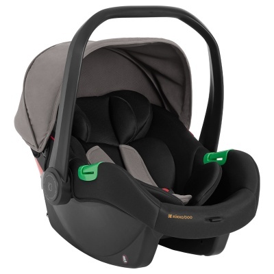 Cadeira auto infantil preta com almofadas cinzentas e pretas e capota cinzenta