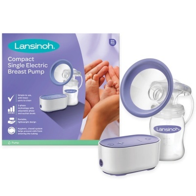 Bomba de leite elétrica Lansinoh Compact com embalagem e acessórios