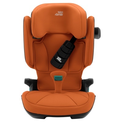 Cadeira auto laranja Britax Römer com cintos pretos e apoio para cabeça ajustável