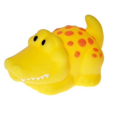 Brinquedo de crocodilo amarelo com manchas laranja