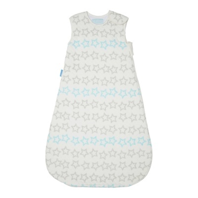 Saco de dormir para bebé com padrão de estrelas cinzentas e azuis