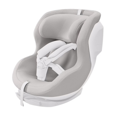 Cadeira auto para bebé cinzenta clara com arnês branco