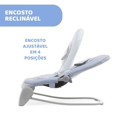 Cadeira reclinável para bebé com estofos cinza e encosto ajustável