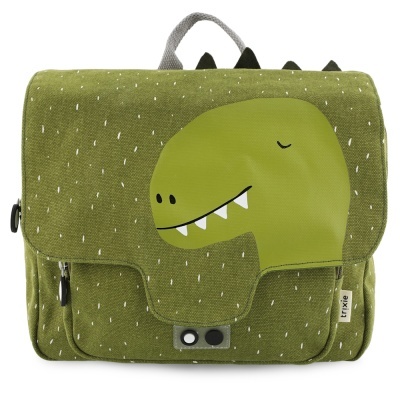 Mochila verde com desenho de dinossauro