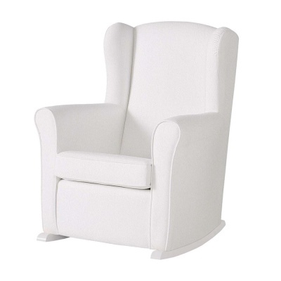 cadeirão de baloiço branco estofado com tecido texturizado