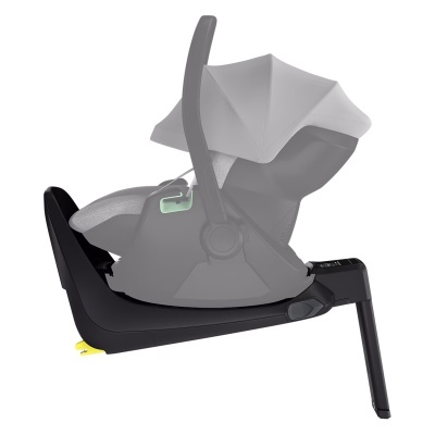 Cadeira de bebé para automóvel preta e cinzenta com alça e base